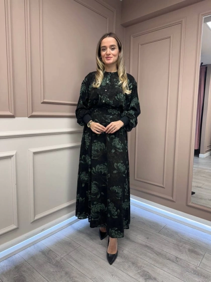 Ghisa 26KGSELB4104 Yeşil Önü Düğmeli Elbise