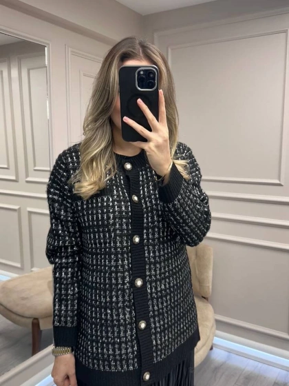 Ghisa 26KGSHRK3307 Siyah Cep Detaylı Hırka