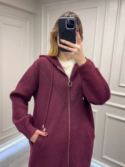 Ghisa 26KGSKBN6549 Bordo Taş Detaylı Angora Kaban