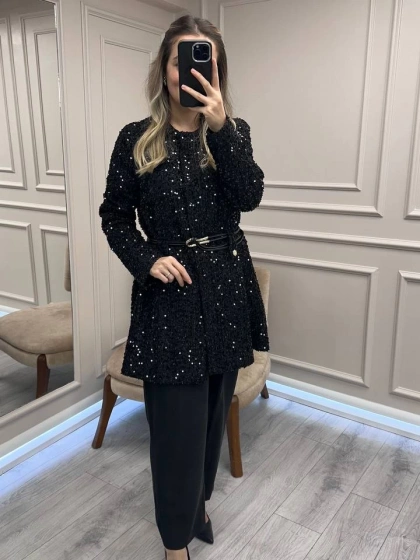 Ghisa 26KGSTKM3198 Siyah Payetli Takım