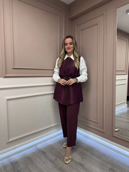 Ghisa 26KGSTKM3199 Mürdüm Yelekli Takım