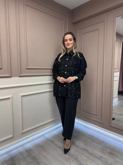 Ghisa 26KGSTKM4065 Siyah Payetli İkili Takım