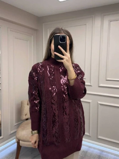 Ghisa 26KGSTNK4156 Bordo Pul Detaylı Tunik