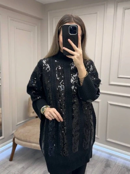 Ghisa 26KGSTNK4156 Siyah Pul Detaylı Tunik