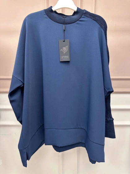 Ghisa 26KGSTNK4831 Lacivert Kol Kısmı Detaylı Tunik