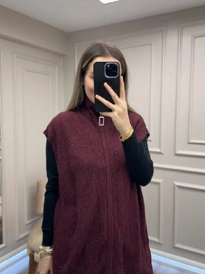 Ghisa 26KGSYLK3302 Bordo Yakası Fermuarlı Yelek
