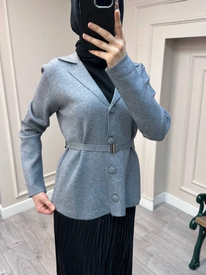 Ghisa 26KOBCKT3358 Gri Kemerli Ceket