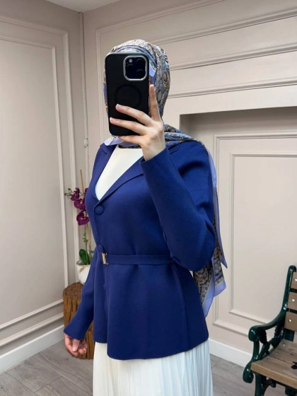 Ghisa 26KOBCKT3358 Lacivert Kemerli Ceket