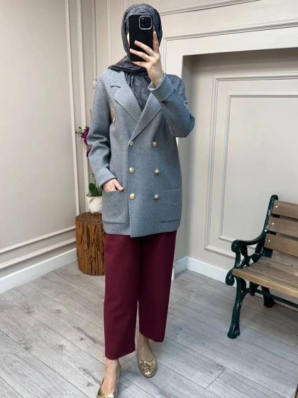 Ghisa 26KOBCKT3359 Gri Logo Detaylı Ceket