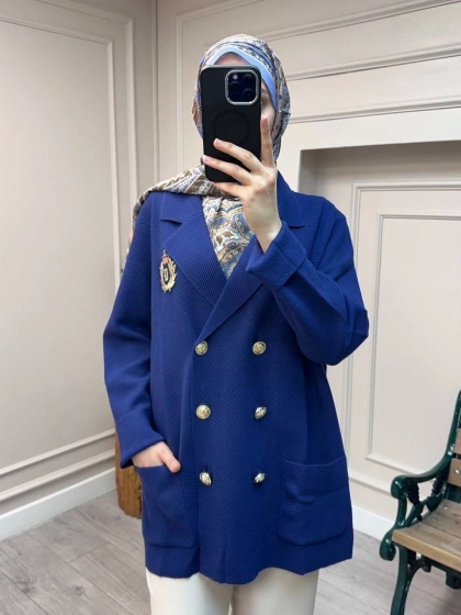 Ghisa 26KOBCKT3359 Lacivert Logo Detaylı Ceket