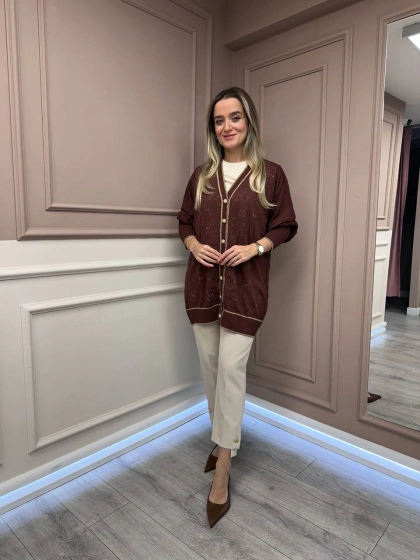 Ghisa 26KOBHRK3166 Kahve Triko Hırka