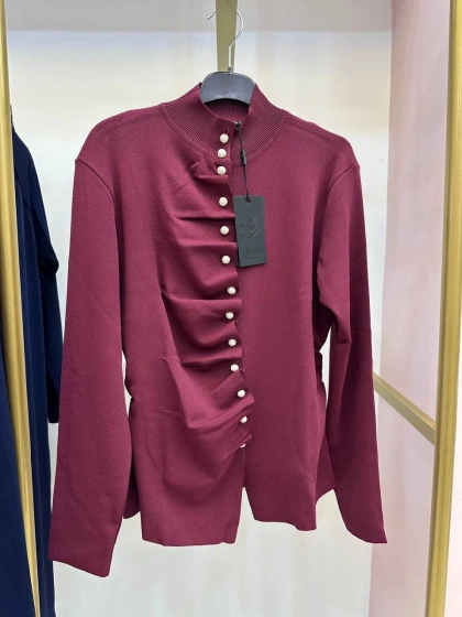 Ghisa 26KOBHRK3294 Bordo Düğme Detaylı Hırka