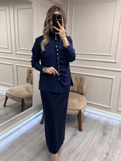 Ghisa 26KOBHRK3294 Lacivert Düğme Detaylı Hırka