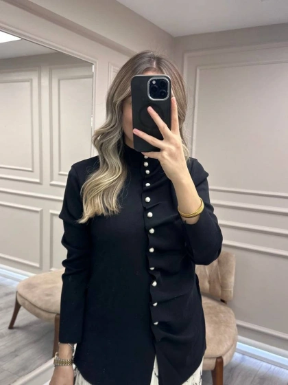Ghisa 26KOBHRK3294 Siyah Düğme Detaylı Hırka