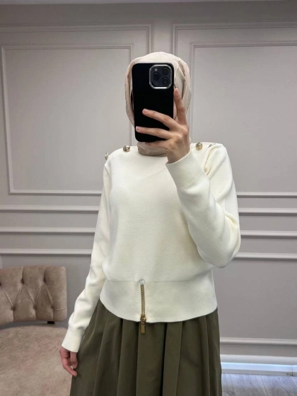 Ghisa 26KOBTNK4863 Ekru Vatkalı Kısa Tunik