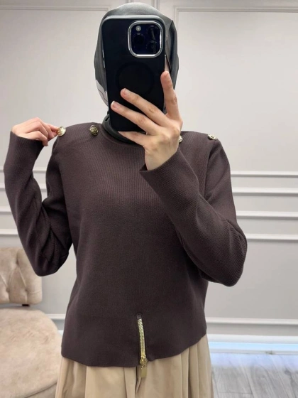 Ghisa 26KOBTNK4863 Kahve Vatkalı Kısa Tunik