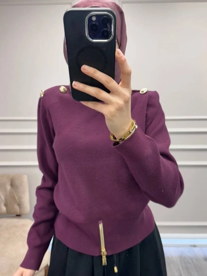 Ghisa 26KOBTNK4863 Mürdüm Vatkalı Kısa Tunik