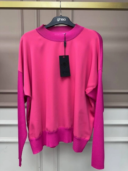 Ghisa 26KÖRBLZ4907 Fuşya Önü Şifon Kumaş Detaylı Bluz