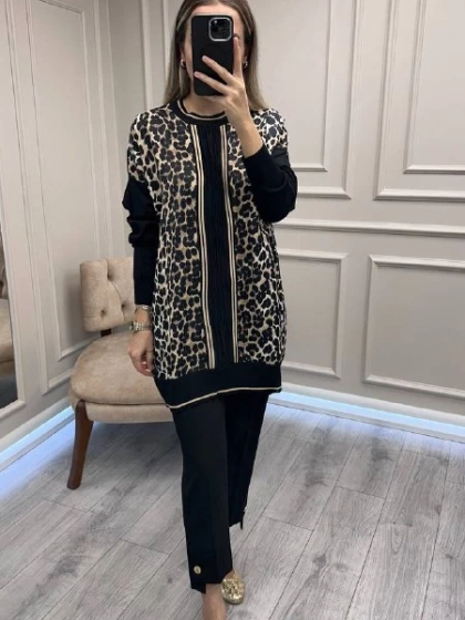 Ghisa 26KÖRTNK4148 Leopar Desenli Tunik