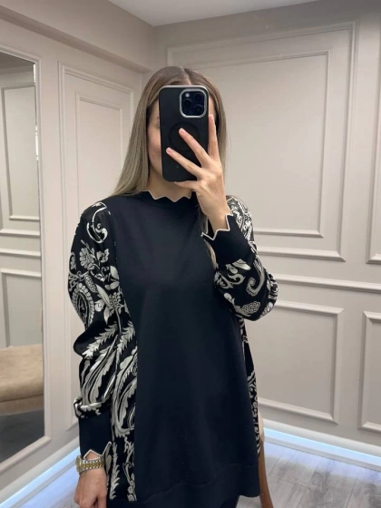 Ghisa 26KÖRTNK4200 Siyah Kol Detaylı Tunik