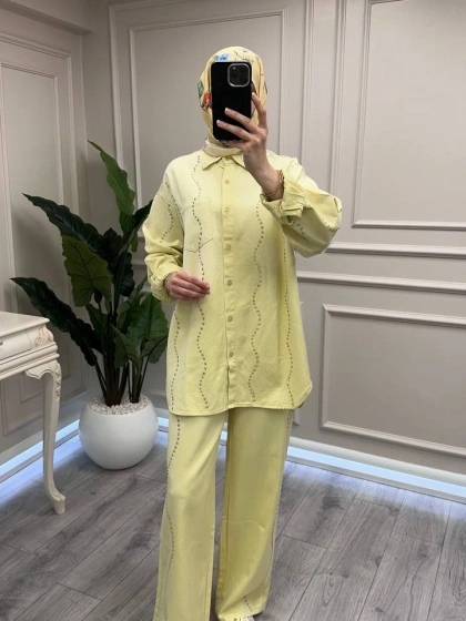 Ghisa 3611T9297 Sarı Zımba Detaylı Takım