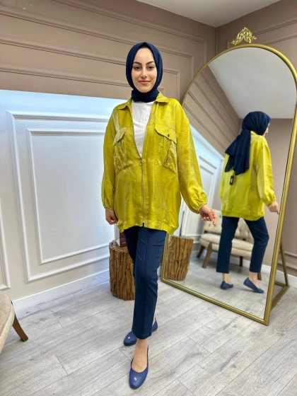 Ghisa 4YGSCKT3418 Asit Cep Detaylı Ceket