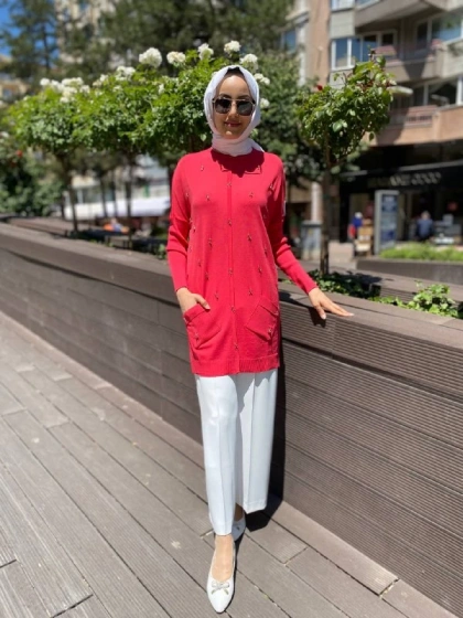 Ghisa 4YOBTNK4227 Coral Damla Taş Detaylı Tunik