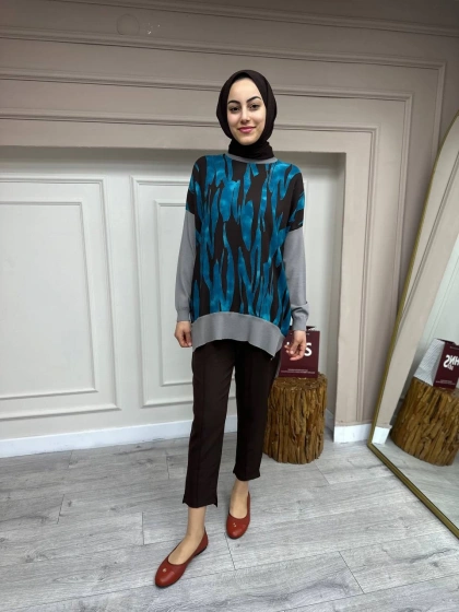 Ghisa 4YÖRTNK4200B Petrol Yırtmaçlı Tunik