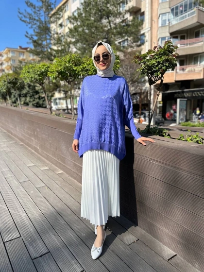 Ghisa 4YÖRTNK4611 Lila Kolları Düğme Detaylı Tunik