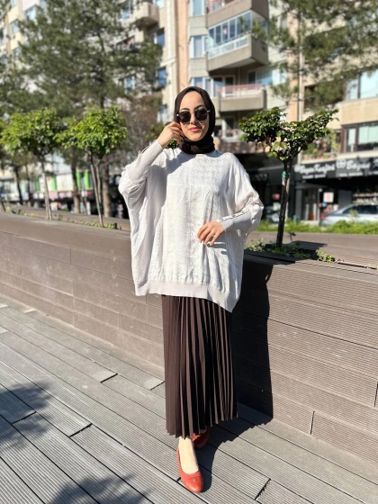 Ghisa 4YÖRTNK4611 Taş Kolları Düğme Detaylı Tunik