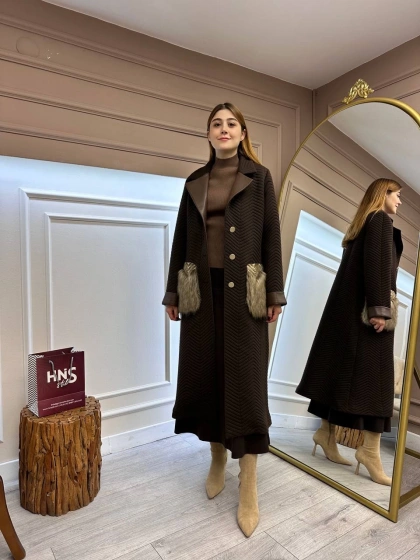 Ghisa 5KGSKBN6522 Kahve Cep Detaylı Kaban