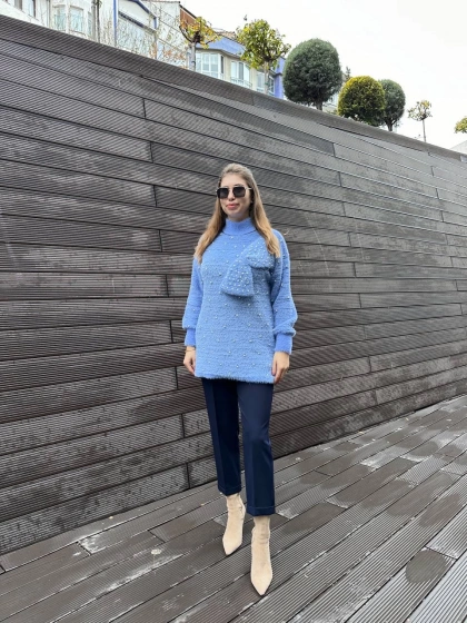 Ghisa 5KGSTNK4750 Mavi İncili Fiyonk Detaylı Tunik