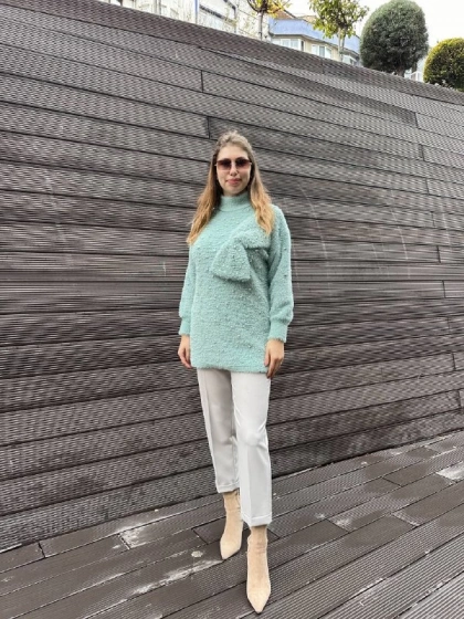 Ghisa 5KGSTNK4750 Yeşil İncili Fiyonk Detaylı Tunik