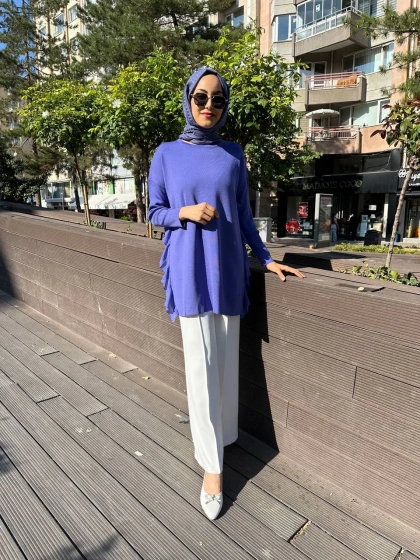 Ghisa 5KOBTNK4689 Leylak Tül Detaylı Merserize Tunik