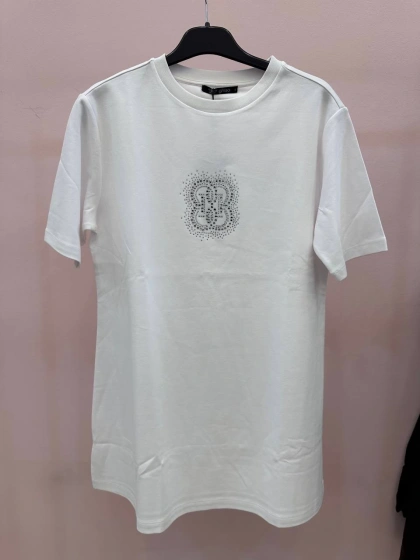 Ghisa GSBASIC4972 Beyaz Önü Taşlı Kısa Kollu Tişört