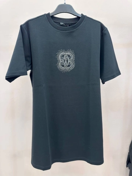 Ghisa GSBASIC4972 Siyah Önü Taşlı Kısa Kollu Tişört