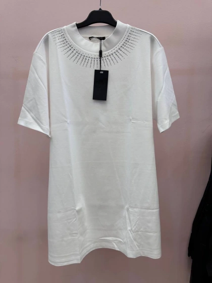 Ghisa GSBASIC4973 Beyaz Yakası Taşlı Kısa Kollu Tişört