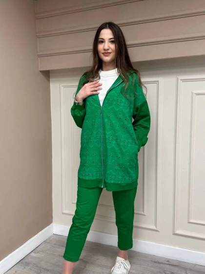 Heddy & Nurcan Çetin 23420 Yeşil Güpür Detaylı Spor Takım