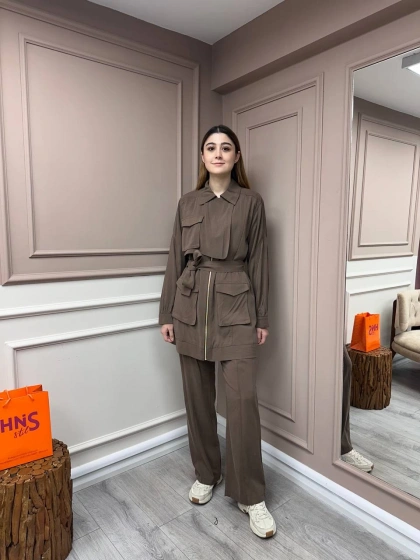 Hilay HLY0125Y101.010 Kahverengi Aleksa Pantolonlu Takım