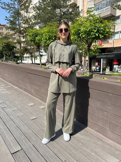 Hilay HLY0125Y101.019 Haki Latina Pantolonlu Takım