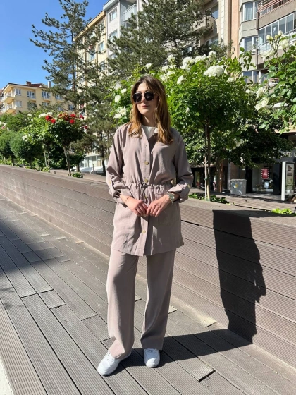 Hilay HLY0125Y101.031 Taş New Adrian Pantolonlu Takım