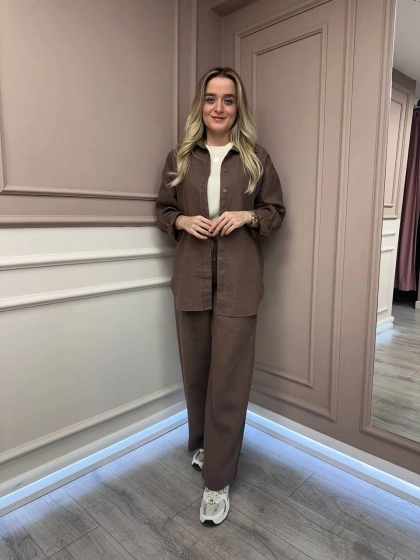 HNS HNSKTNTKM Kahve Keten İkili Takım