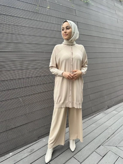 İnvee 5749 Bej Triko Pantolon