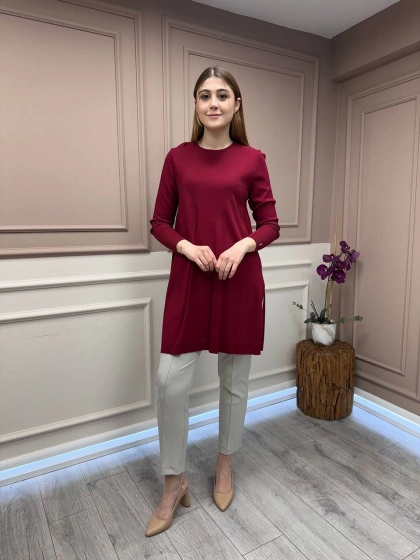 İnvee 6222 Bordo Triko Tunik