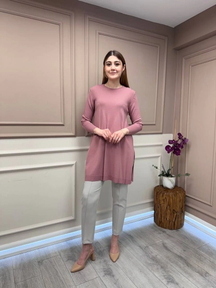 İnvee 6222 Gül Kurusu Triko Tunik