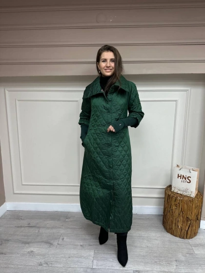 İnvee 6378 Yeşil Triko Eldivenli Uzun Mont