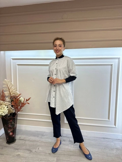 İnvee 6452 Lacivert Desenli Tunik