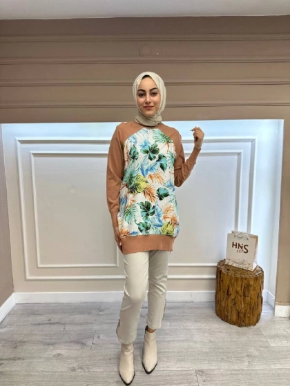 İnvee 6723 Soğan Kabuğu Önü Desenli Triko