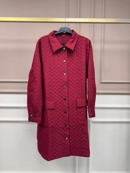 İnvee 6879 Bordo Kapitone Ara Boy Ceket