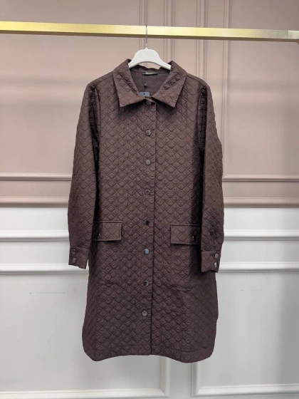 İnvee 6879 Kahve Kapitone Ara Boy Ceket